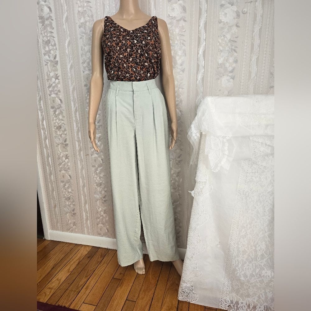 a.new day Linen Dress Pants with Classic Wide-Leg Design NWT